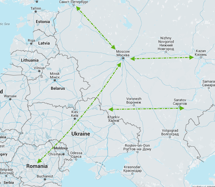 Перевозки грузов из России в Румынию