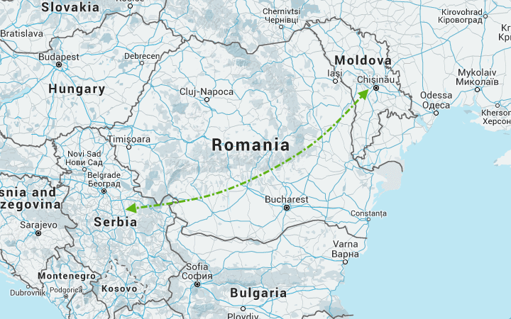 Перевозки из Сербии в Молдову, ПМР